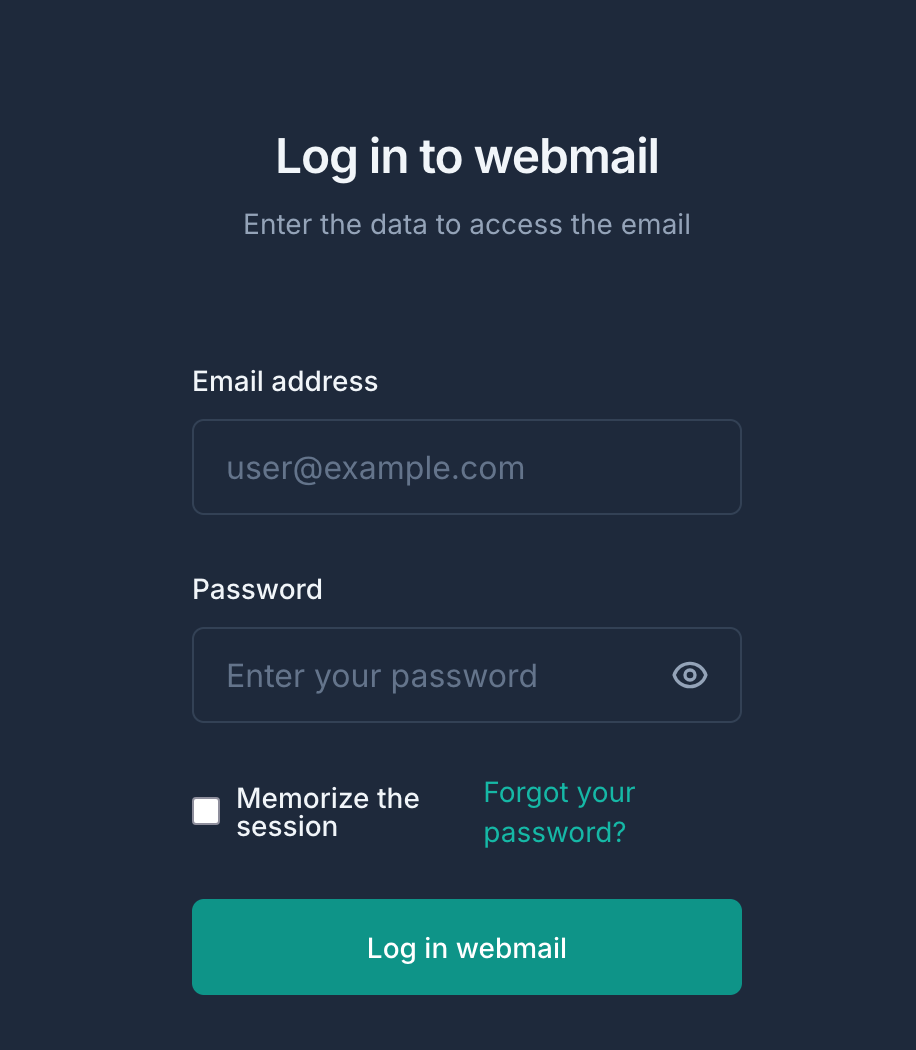 Login screen of the email provider to retrieve the 2FA verification code.